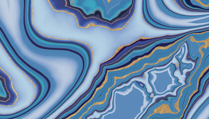 3d render, abstract blue marbled background, agate macro wallpaper - obrazy, fototapety, plakaty