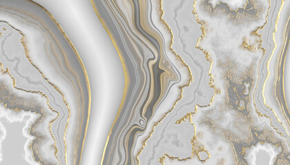 3d render, abstract background, white artificial marble or agate texture with golden veins, modern wallpaper - obrazy, fototapety, plakaty