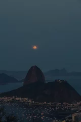 Fotobehang night in the mountains. Full moon in Rio de Janeiro. © Thalma