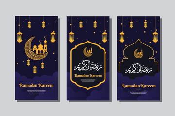 ramadan kareem greeting card poster template	