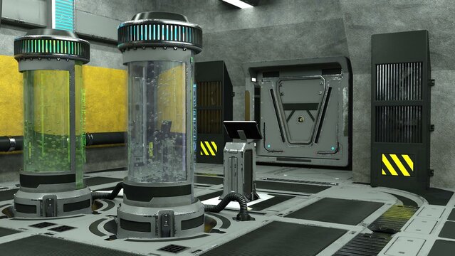 3D-illustration of an alien biologic laboratory