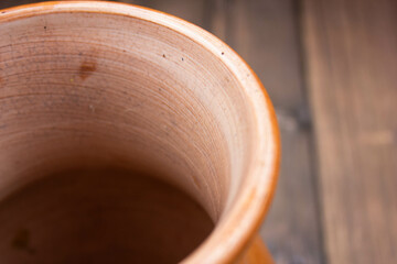 Ancient clay jug. Jug close-up.Pottery earthenware.