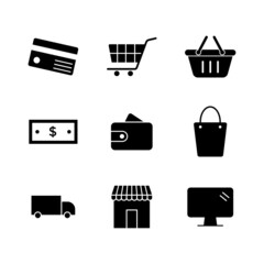 Online shop icon set design templates