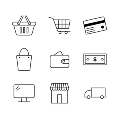 Online shop icon set design templates