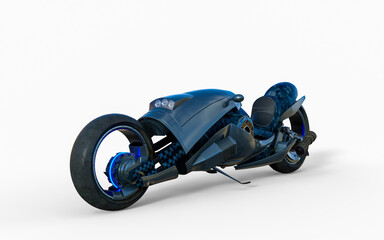 futuristic sci fi motorcycle equipped stylish neon 3d rendering
