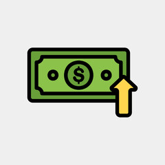 Dollar up icon in filled line style about currency, use for website mobile app presentation