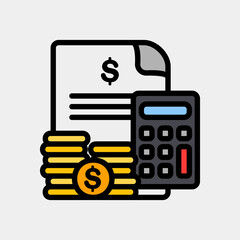 Budget icon in filled line style about currency, use for website mobile app presentation