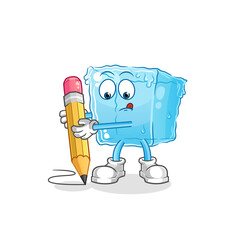 ice cube write with pencil. cartoon mascot vector
