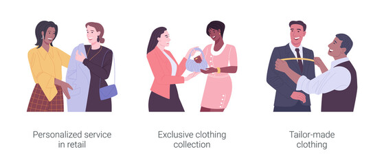 Obraz premium Clothing boutique isolated cartoon vector illustrations set.