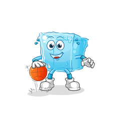 ice cube dribble basketball character. cartoon mascot vector