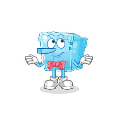 ice cube lie like Pinocchio character. cartoon mascot vector