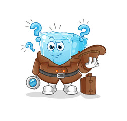 ice cube detective vector. cartoon character
