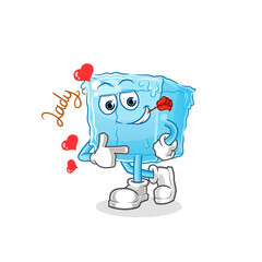 ice cube flirting illustration. character vector