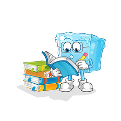 ice cube studying mascot. cartoon vector