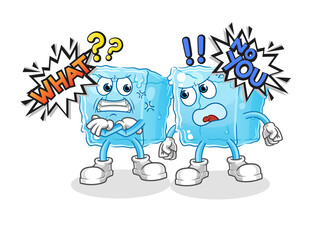 ice cube arguing each other cartoon vector