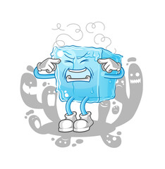 depressed ice cube character. cartoon vector