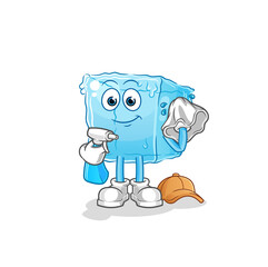 ice cube cleaner vector. cartoon character