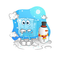 ice cube in cold winter character. cartoon mascot vector