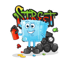 ice cube graffiti artist vector. cartoon character