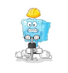Naklejka premium ice cube drill the ground cartoon character vector