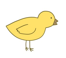 Cute bird. Cartoon concept. Colored hand drawn illustration in doodle style. yellow chick .For kids, easter holiday,decoration, greeting cards, scrapbooking, party invitation, poster, sticker.