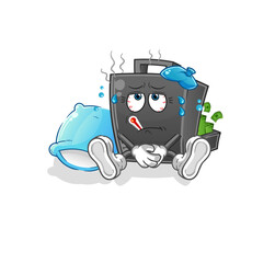 money briefcase sick vector. cartoon character