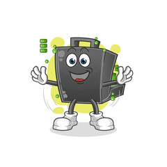 money briefcase full battery character. cartoon mascot vector