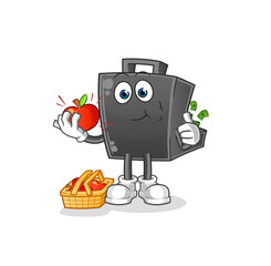 money briefcase eating an apple illustration. character vector