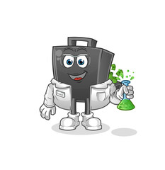 money briefcase scientist character. cartoon mascot vector