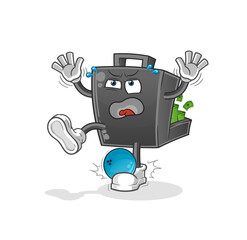 money briefcase hiten by bowling cartoon. cartoon mascot vector