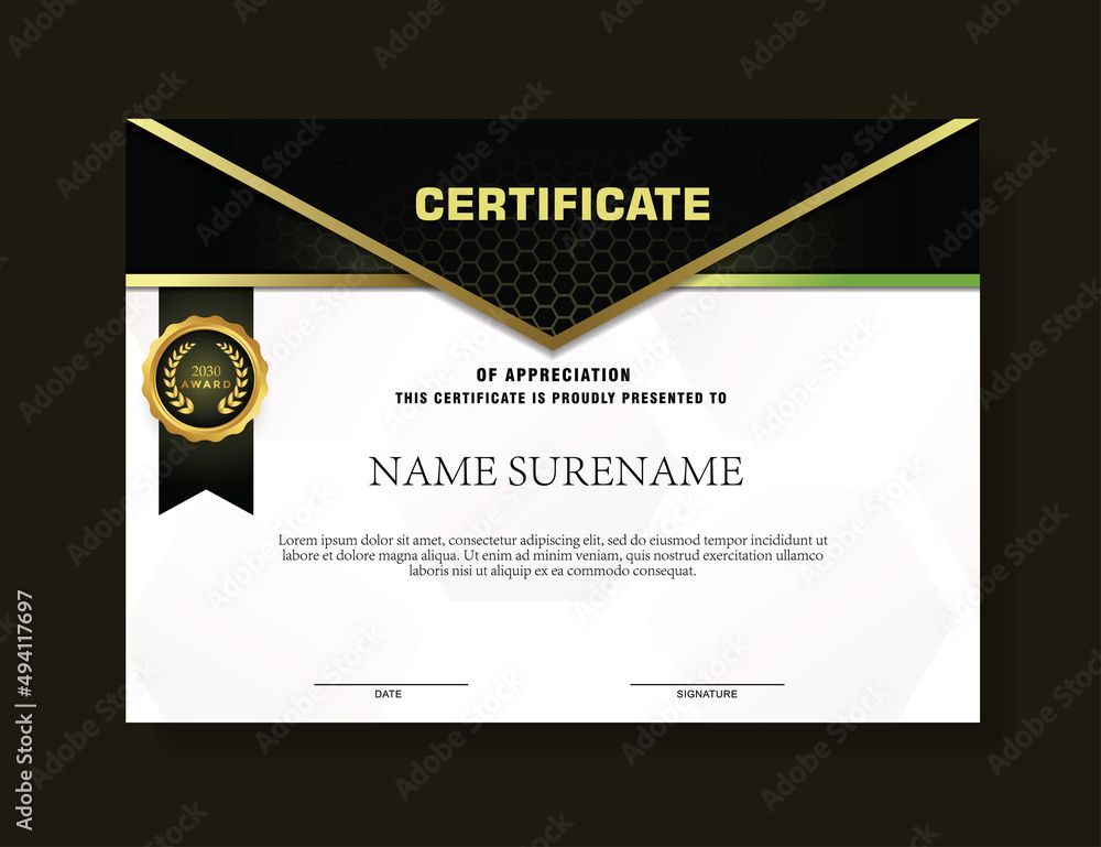 Poster landscape certificate templates with realistic honey texture pattern