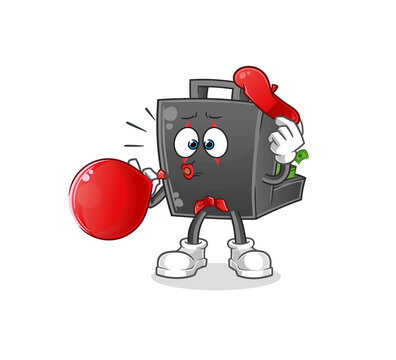 recommend clip art: money briefcase pantomime blowing balloon. cartoon mascot vector