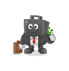 money briefcase office worker mascot. cartoon vector