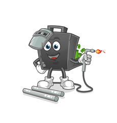 money briefcase welder mascot. cartoon vector