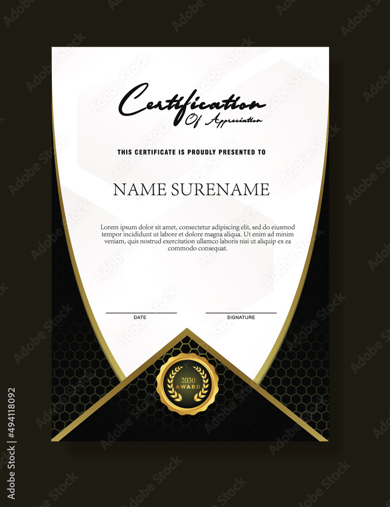 Aufkleber portrait certificate templates with realistic honey texture pattern