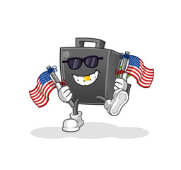 Obraz premium money briefcase american youth cartoon mascot vector