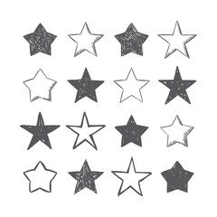 Obraz premium Hand drawn star icons. Set of doodle stars.