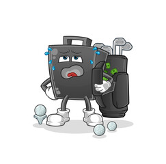 money briefcase with golf equipment. cartoon mascot vector