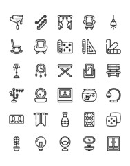 Interior Design Icon Set 30 isolated on white background