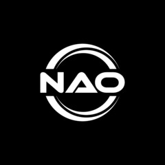 NAO letter logo design with black background in illustrator, vector logo modern alphabet font overlap style. calligraphy designs for logo, Poster, Invitation, etc.