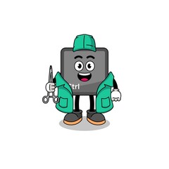 Illustration of keyboard control button mascot as a surgeon