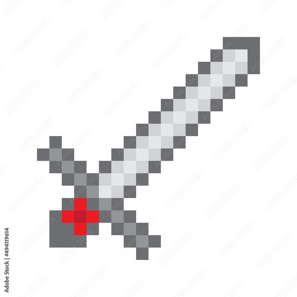 Wall mural cartoon sword pixel for game design. cartoon style. old design. computer interface. vector illustrat