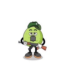 Character cartoon of guava as a special force