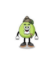 Character cartoon of guava as a veteran