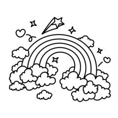 vector pastel rainbow bridge on clouds