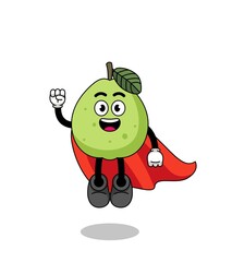 guava cartoon with flying superhero