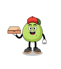 Fototapeta premium guava illustration as a pizza deliveryman