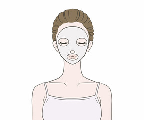 フェイスパックをつけて目を閉じる女性