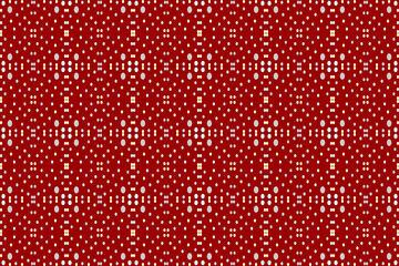 Fototapeta na wymiar Small pastel polka dots fill the frame for a bright red background, multicolored polka dot abstract background.