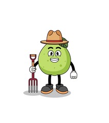 Naklejka premium Cartoon mascot of guava farmer